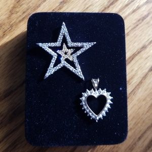 Two-tone star and heart pendants